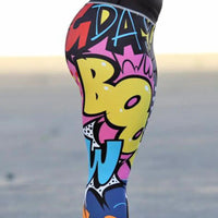Women's Graffiti Print High Waist Stretchy Yoga Leggings