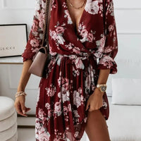 Women's Holiday V-Neck Lace-up Dress