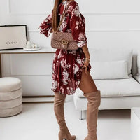 Women's Holiday V-Neck Lace-up Dress