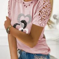 Women's Lace Short Sleeve Panel T-Shirt