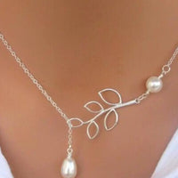 Women's Leaf Pearl Waterdrop Necklace