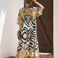Women's Leopard Print Half Sleeve Tie Knot Front Kimono Cover Ups