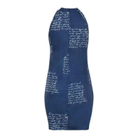 Women's Letter Print Sleeveless Keyhole Halter Neck Mini Dress