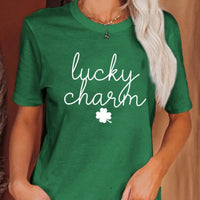 Women's Lucky Clover Print Casual T-Shirt