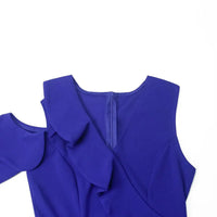 Women's One Shoulder Ruffle Trim Split Belted Formal Maxi Dress