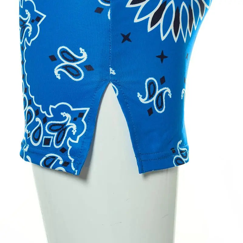 Women's Paisley Print Sleeveless Mini Cami Bodycon Dress
