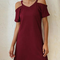 Women's Plain Off Shoulder Short Sleeve Dress