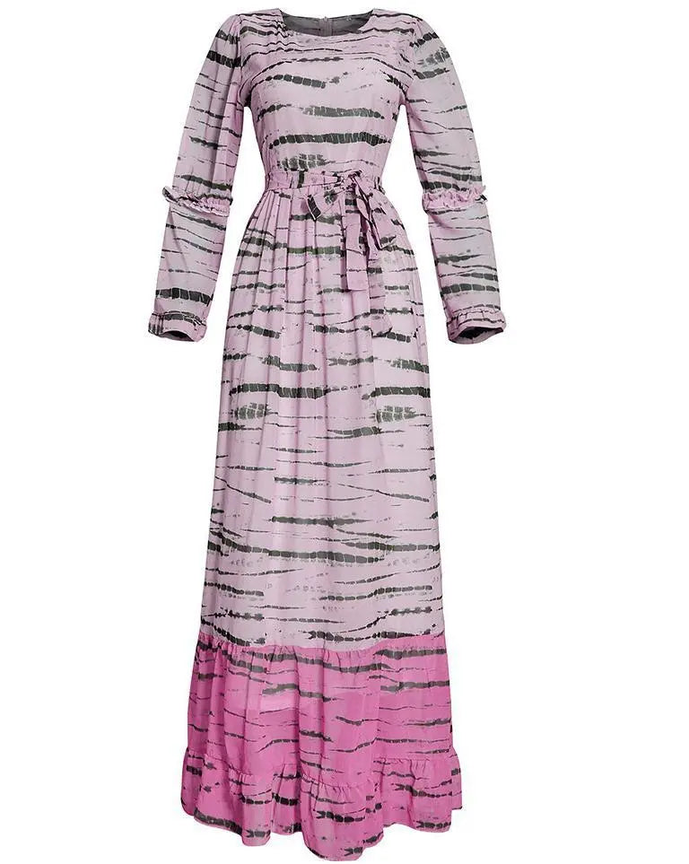 Women's Plus Size Chiffon Two Piece Printed Ruffle Dress