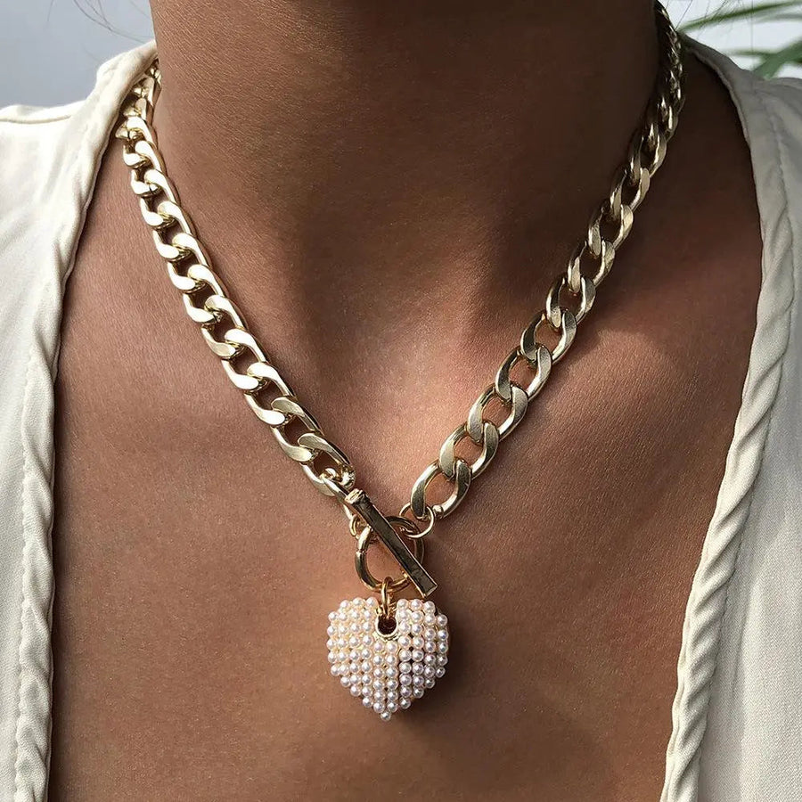 Women's Punk Hip Hop Heart Necklace