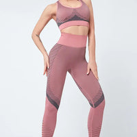 Women's Racer Back Sport Bra And Tummy Control Leggings Two Piece Set