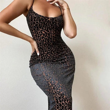Women's Leopard Slim Sling Dress