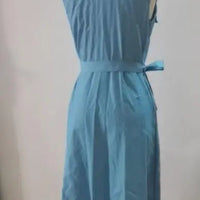 Women's Sleeveless Button Front Belted Denim Midi Dress With Pockets