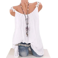 Women's Solid Lace Straps Summer Tops Ladies Casual Plus Size Tank Top