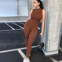 Women's Solid Sleeveless One Piece Overall Jumpsuit