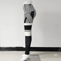 Women's Striped Moisture-Wicking Stretchy Tummy Control Leggings