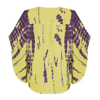 Women's Tie Dye Batwing Sleeve V Neck Button Down Shirts