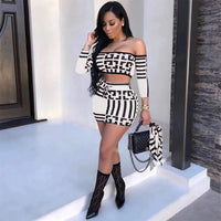 Women's Two Piece Plaid Bandeau Crop Top And Mini Skirts Outfit
