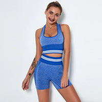 Women's Two Piece Racer Back Sport Bra And Yoga Shorts Set