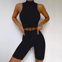 Women's Two Piece Tank Crop Top And Yoga Shorts Workout Outfit