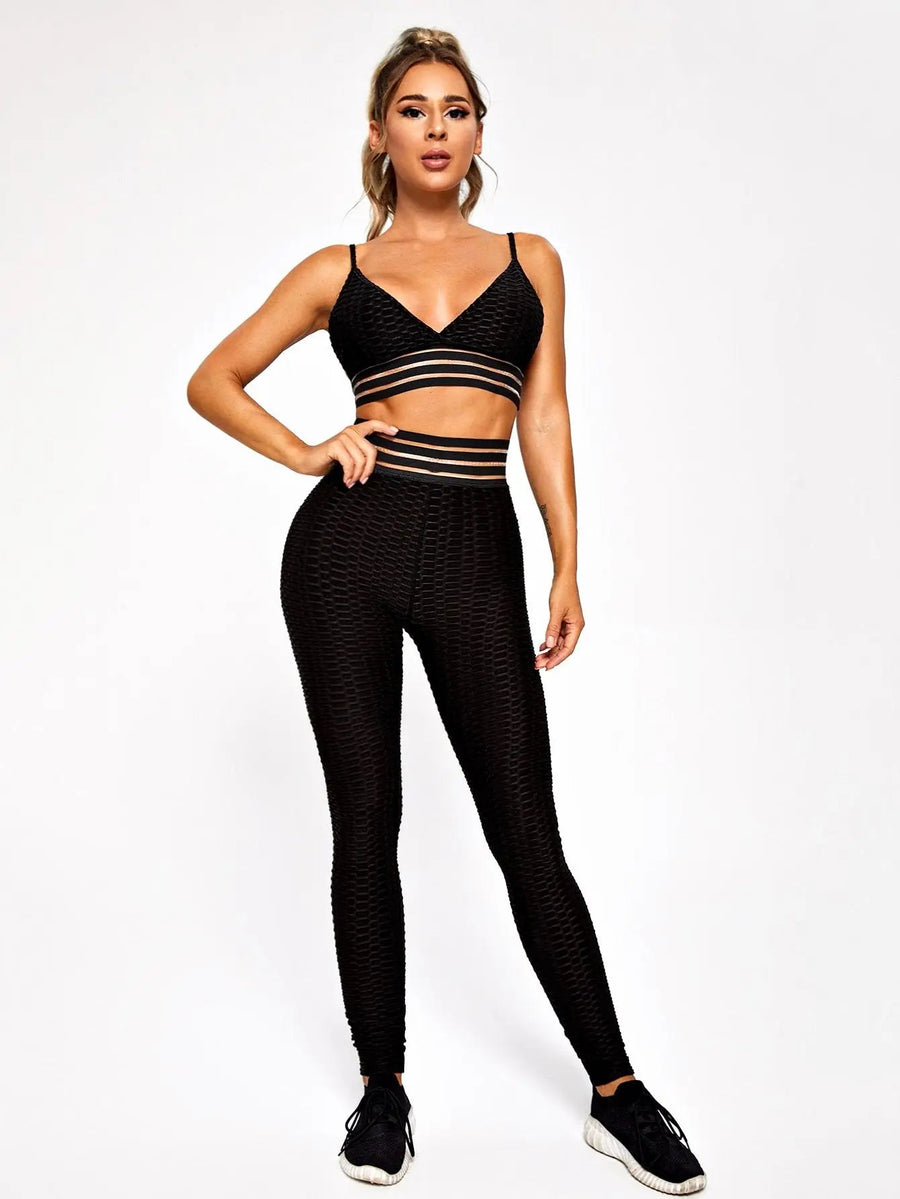 Women's Two Piece Yoga Bra And Tummy Control Leggings Outfit