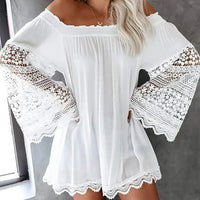Women's White Lace One Shoulder Sleeve Dress