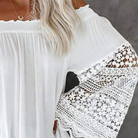 Women's White Lace One Shoulder Sleeve Dress