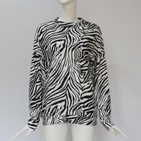 Zebra Pattern Long Sleeve Round Neck Sweatshirt