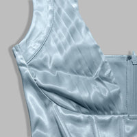 Zipper Up Deep V-Neck Ruched Midi Dress