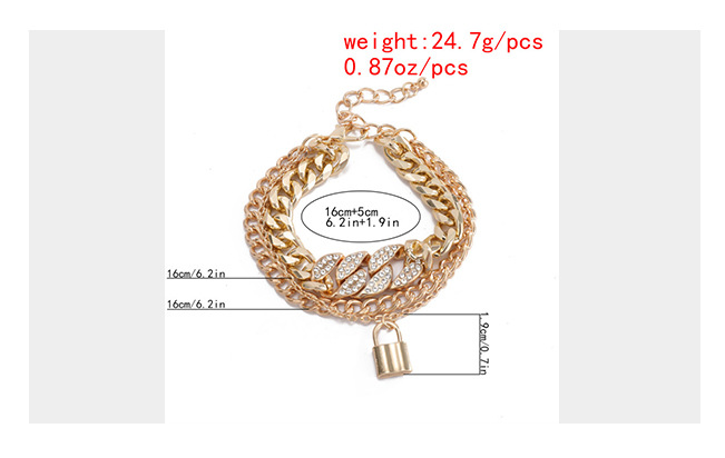 Alloy Jewelry Personalized Multi-layered Lock Pendants Women Bracelet