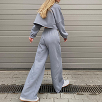 Solid Color High-waisted Hole Pants Long-sleeved Top Women Sports Tracksuit