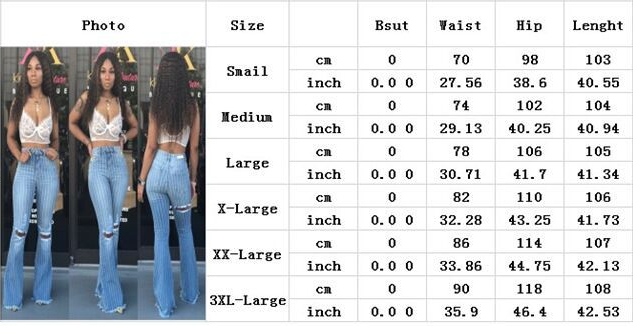 Fashion Women's Striped High Waisted Full Length Hollow Out Jeans